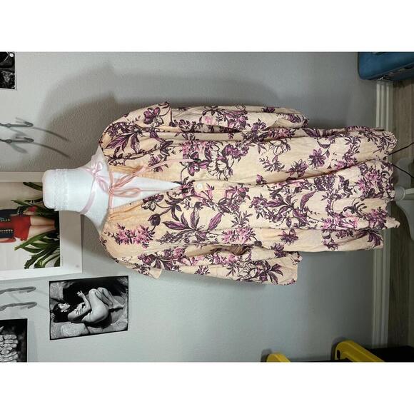 Free People Sunbaked Swing Dress (Peach Combo)-Size S- - Picture 4 of 7